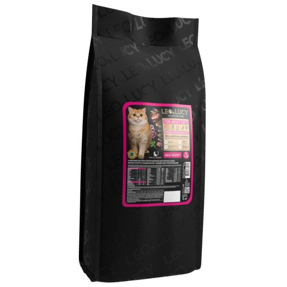 LEO&amp;amp;LUCY сухой холистик корм для взрослых стерилизованных кошек мясное ассорти - 5 кг