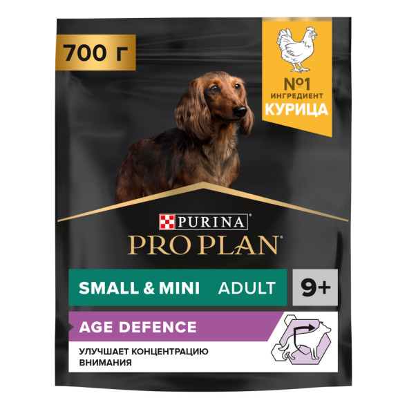 Pro Plan Small &amp;amp; Mini Adult 9+ сухой корм для пожилых собак мелких и карликовых пород старше 9 лет с курицей - 700 г