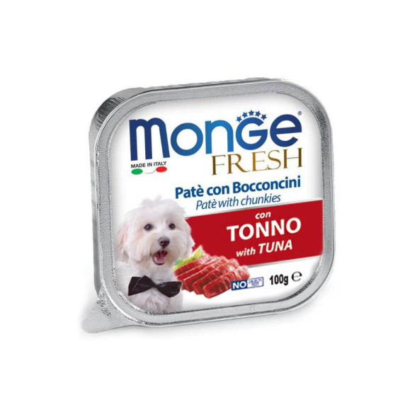 Monge Dog Fresh влажный корм для взрослых собак с тунцом в ламистре 100 г (32 шт в уп)