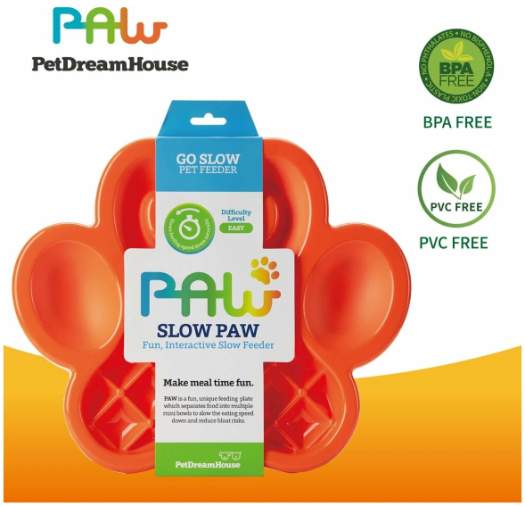 PetDreamHouse PAW Slow Feeder Orange Easy миска Лапа для медленного кормления, оранжевая - 450 г