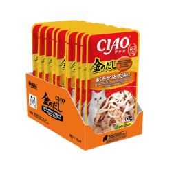 Inaba Ciao Kinnodashi влажный корм для взрослых кошек Тунец Магуро и Тунец Кацуо с куриным филе, в паучах - 60 г х 12 шт