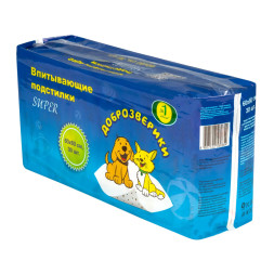 Доброзверики SUPER подстилки для животных с рисунком, 60х60 см, 30 шт