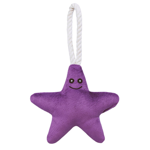 Mr.Kranch игрушка для собак мелких и средних пород Звездочка с канатом и пищалкой, 26х16х5 см, фиолетовая