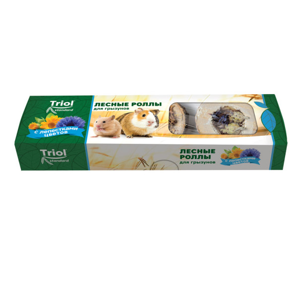 Triol Standard лакомство лесные роллы для грызунов с лепестками цветов - 70 г (4 шт)