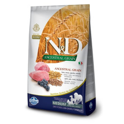 Farmina N&amp;amp;D Ancestral Grain Dog Lamb Blueberry Adult Medium &amp;amp; Maxi сухой низкозерновой корм для взрослых собак средних и крупных пород с ягненком и черникой - 2,5 кг