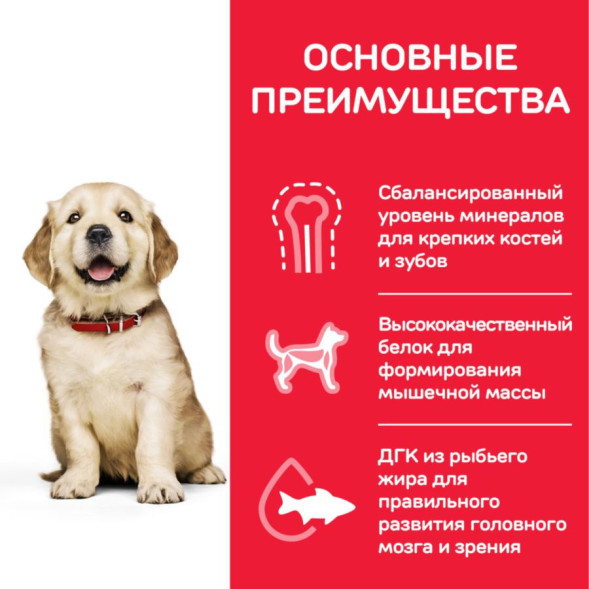 Сухой корм Hills Science Plan для щенков крупных пород с оптимальным содержанием энергии и минералов, с курицей - 2,5 кг