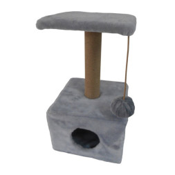 HOMECAT когтеточка для мейн-кунов, крупных котов и кошек домик с площадкой большой серый, 47х47х97 см