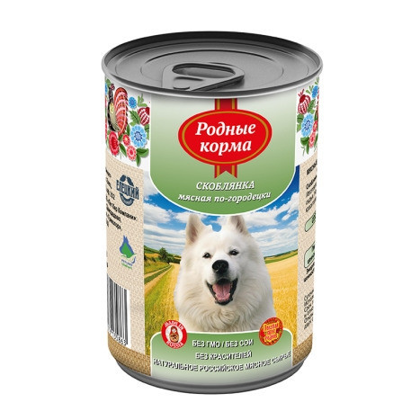 Консервы Родные Корма Скоблянка мясная по-городецки для собак - 970 г х 12 шт