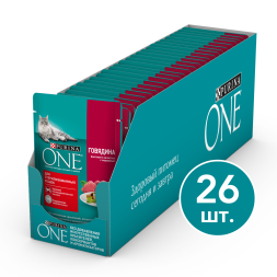 Purina ONE паучи для стерилизованных кошек с говядиной и морковью  - 75 г х 26 шт