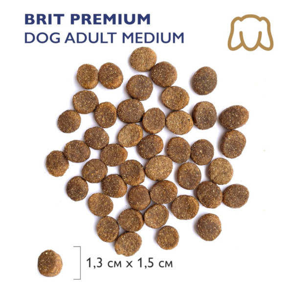 Brit Premium Dog Adult Medium сухой корм для взрослых собак средних пород с курицей - 3 кг