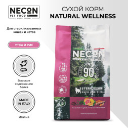 Necon Natural Wellness Steril Low Fat Duck and Rice сухой корм для взрослых стерилизованных кошек с уткой и рисом - 1,5 кг