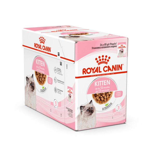 Royal Canin Kitten паучи для котят до 12 месяцев кусочки в соусе - 85 г х 24 шт