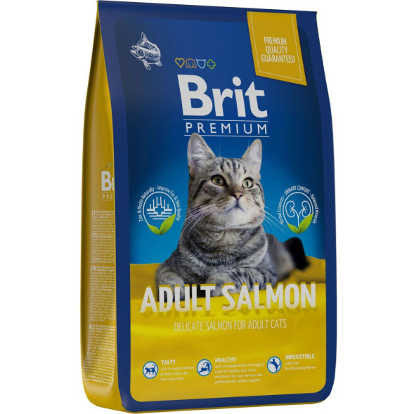 Brit Premium Cat Adult сухой корм для взрослых кошек с лососем - 8 кг