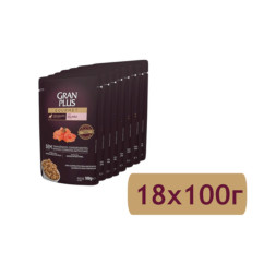 Granplus Gourmet Dog паучи для взрослых собак всех пород с лососем - 100 г x 18 шт
