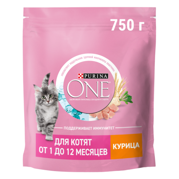 Сухой корм PURINA ONE® для котят от 1 до 12 месяцев с курицей 750 г
