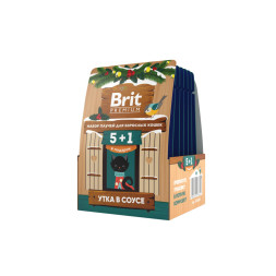 Brit Premium кормушка набор паучей для взрослых кошек с уткой, кусочки в соусе - 85 г х 5+1 шт