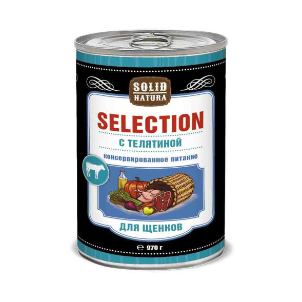 Solid Natura Selection Телятина влажный корм для щенков в жестяной банке 970 г х 6 шт
