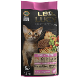 LEO&amp;amp;LUCY cухой холистик корм для котят с индейкой и овощами - 1,5 кг