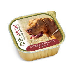 BioMenu Лакомство влажный корм для взрослых собак, сердце куриное в желе, в ламистерах  - 300 г х 10 шт