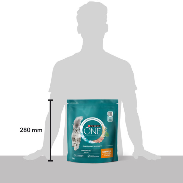 Purina One сухой корм для взрослых кошек с курицей и цельным злаками - 750 г