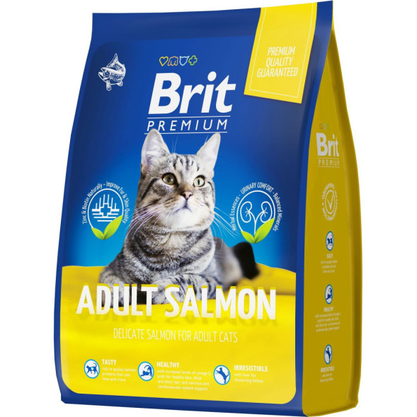Brit Premium Cat Adult сухой корм для взрослых кошек с лососем - 2 кг