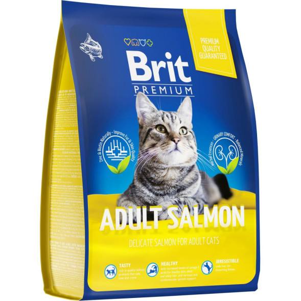 Brit Premium Cat Adult сухой корм для взрослых кошек с лососем - 2 кг