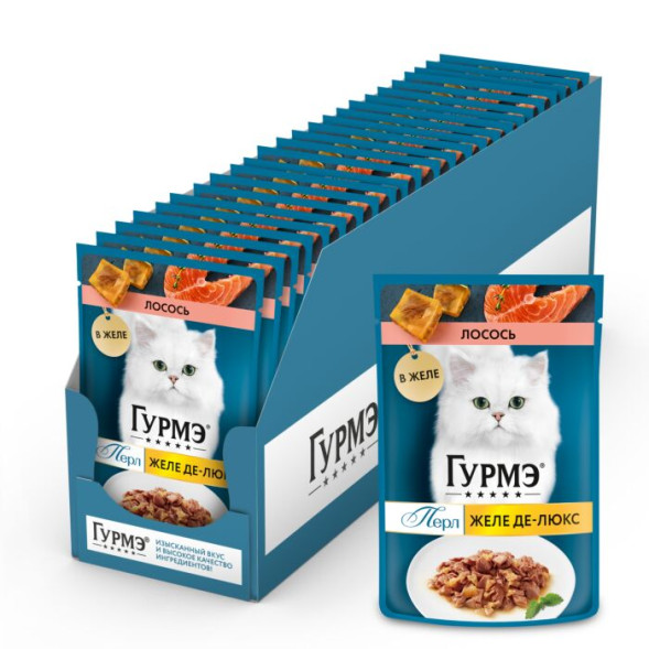 Влажный корм для кошек Гурмэ® Желе Де-Люкс с лососем в желе 75 г х 26 шт.