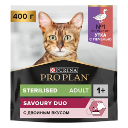 Сухой корм для кошек Pro Plan Sterilised для стерилизованных кошек сnbsp;уткой и печенью 400 г