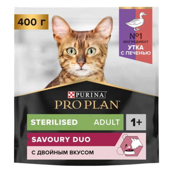 Сухой корм для кошек Pro Plan Sterilised для стерилизованных кошек сnbsp;уткой и печенью 400 г