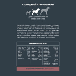 AlphaPet Superpremium сухой полнорационный корм для взрослых собак средних пород с говядиной и потрошками - 7 кг