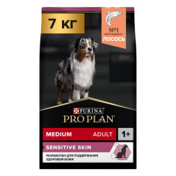 Сухой корм PRO PLAN® для взрослых собак средних пород с чувствительной кожей, с высоким содержанием лосося 7 кг
