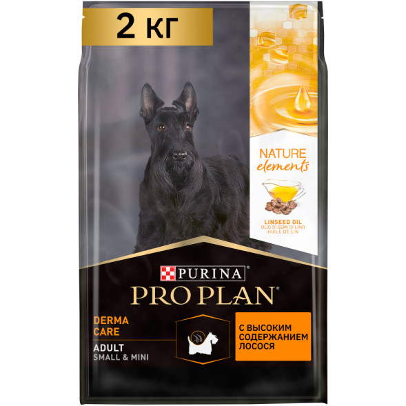 Pro Plan Nature Elements сухой корм для взрослых собак мелких пород для здоровья кожи и шерсти с лососем - 2 кг
