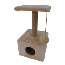 HOMECAT когтеточка для мейн-кунов, крупных котов и кошек домик с площадкой большой бежевый, 47х47х97 см