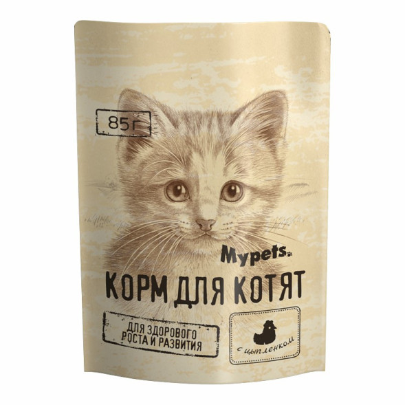 Mypets влажный корм для котят с цыпленком, в паучах - 85 г х 28 шт