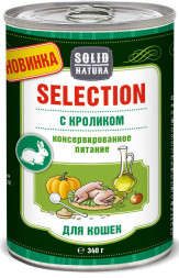 Solid Natura Selection с кроликом влажный корм для кошек жестяная банка 0,34 кг (12 шт в уп)