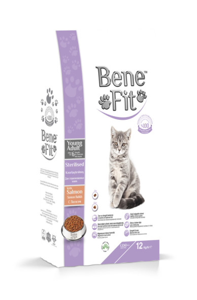 Benefit Feline Young Adult Sterilised Cat Salmon сухой корм для стерилизованных кошек старше 6 месяцев, с лососем - 12 кг
