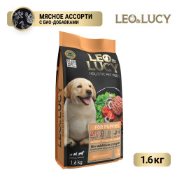 LEO&amp;amp;LUCY сухой холистик корм для щенков мясное ассорти с овощами - 1,6 кг