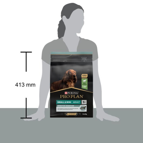 Сухой корм PRO PLAN® для взрослых собак мелких и карликовых пород с чувствительным пищеварением, с высоким содержанием ягненка 3 кг