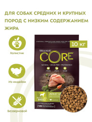 Wellness Сore сухой корм для взрослых собак средних и крупных пород с низким содержанием жира с индейкой 10 кг