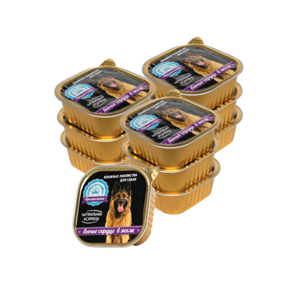 Натуральная формула влажный корм для собак бычье сердце в желе, в ламистерах - 300 г х 10 шт