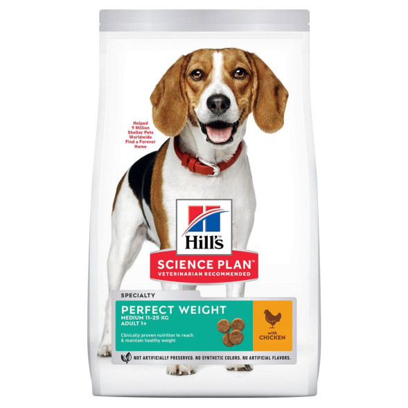 Hills Science Plan Perfect Weight сухой корм для собак средних пород с курицей - 12 кг