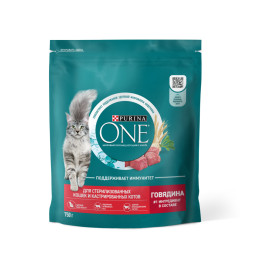 Purina ONE сухой корм для стерилизованных кошек с говядиной и пшеницей  - 750 г