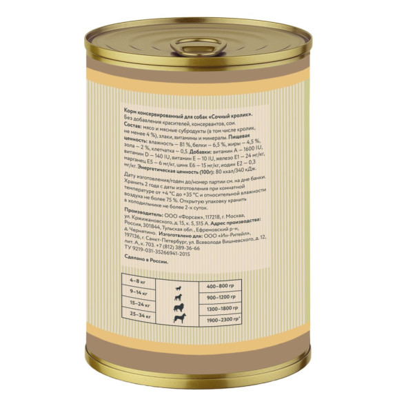 Franks ProGold Сочный кролик консервы для взрослых собак, с кроликом - 415 г x 12 шт