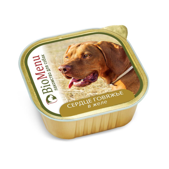 BioMenu Лакомство влажный корм для взрослых собак, сердце говяжье в желе, в ламистерах  - 150 г х 10 шт