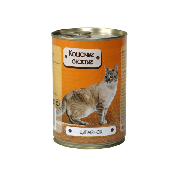 Кошачье счастье влажный корм для кошек с цыпленком, в консервах - 410 г х 20 шт