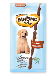 Мнямс лакомство Мягкие колбаски с говядиной для щенков - 30 г