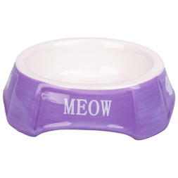 Mr.Kranch миска керамическая для кошек, 140 мл, фиолетовая с рыбками