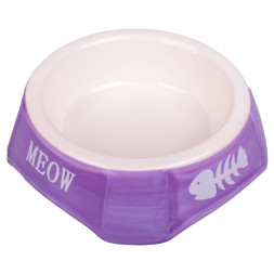 Mr.Kranch миска керамическая для кошек, 140 мл, фиолетовая с рыбками