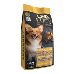 LEO&amp;amp;LUCY сухой холистик корм для взрослых и пожилых собак всех пород с уткой и тыквой -1,6 кг