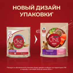 Сухой корм для собак Purina ONE Мини Чувствительная для мелких пород с лососем и рисом 600 г